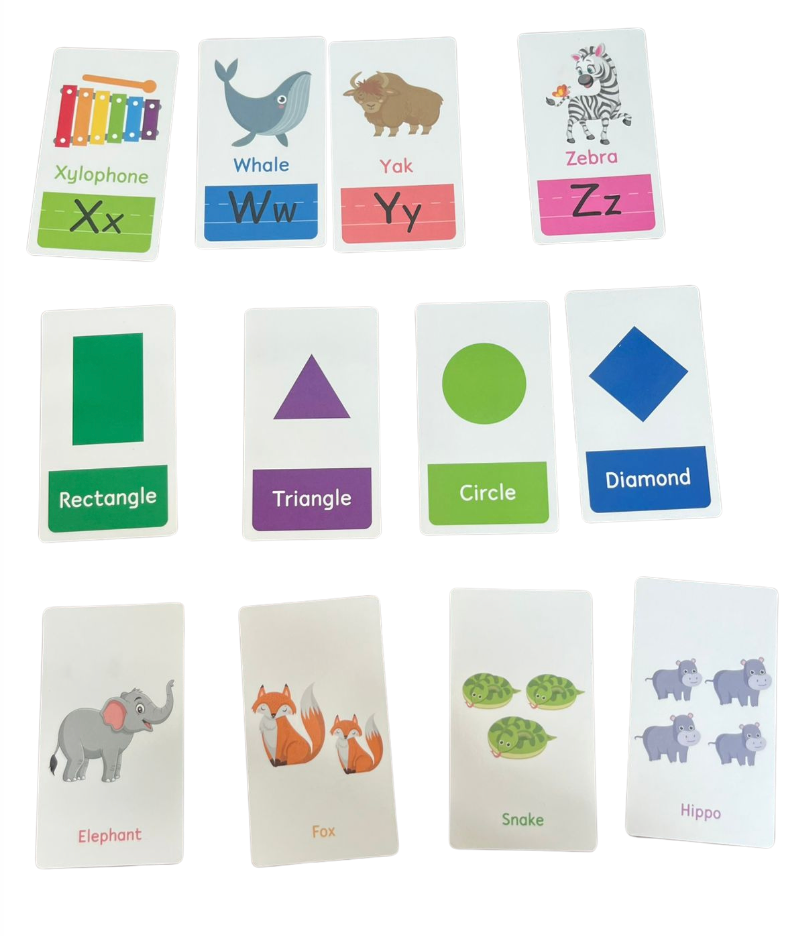 Letters, Numbers, Shapes And Colors Recognition Cards