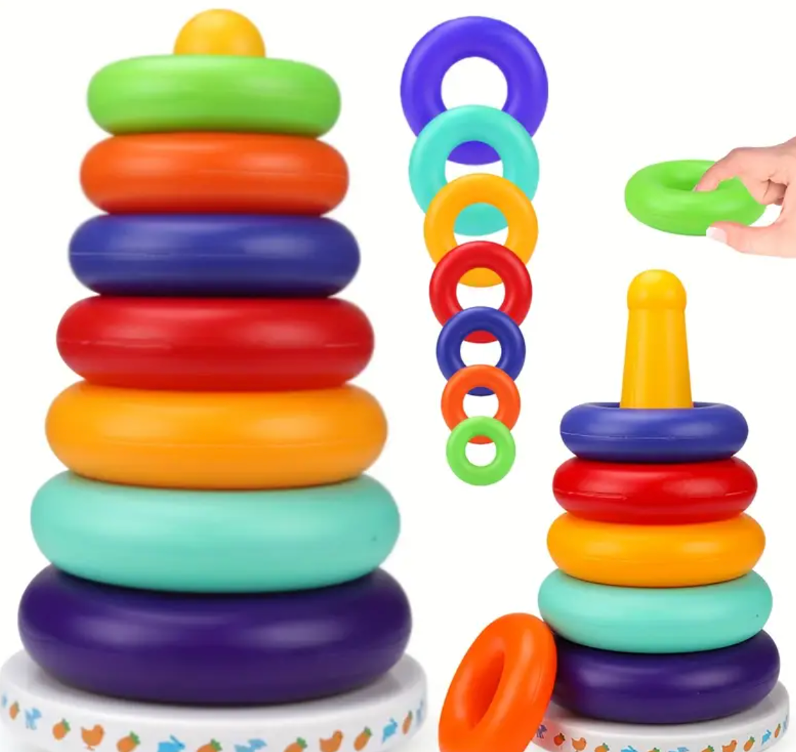Interactive Rainbow Stacking Tower – Colorful Educational Toy for Babies & Toddlers