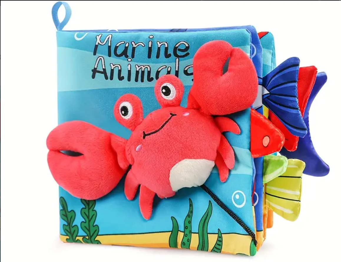 Sensory 3D Touch & Feel Cloth Books – High-Contrast Baby Activity Toy with Textured Illustrations & Plush Tails