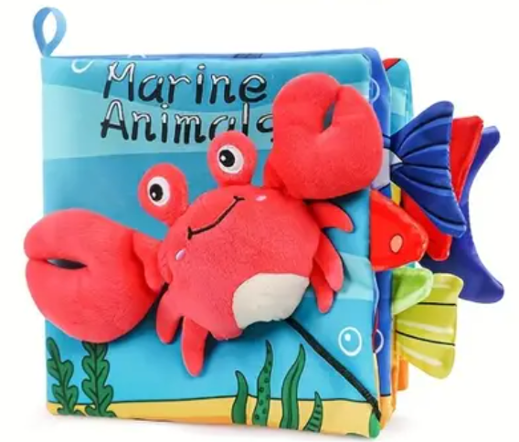 Sensory 3D Touch & Feel Cloth Books – High-Contrast Baby Activity Toy with Textured Illustrations & Plush Tails