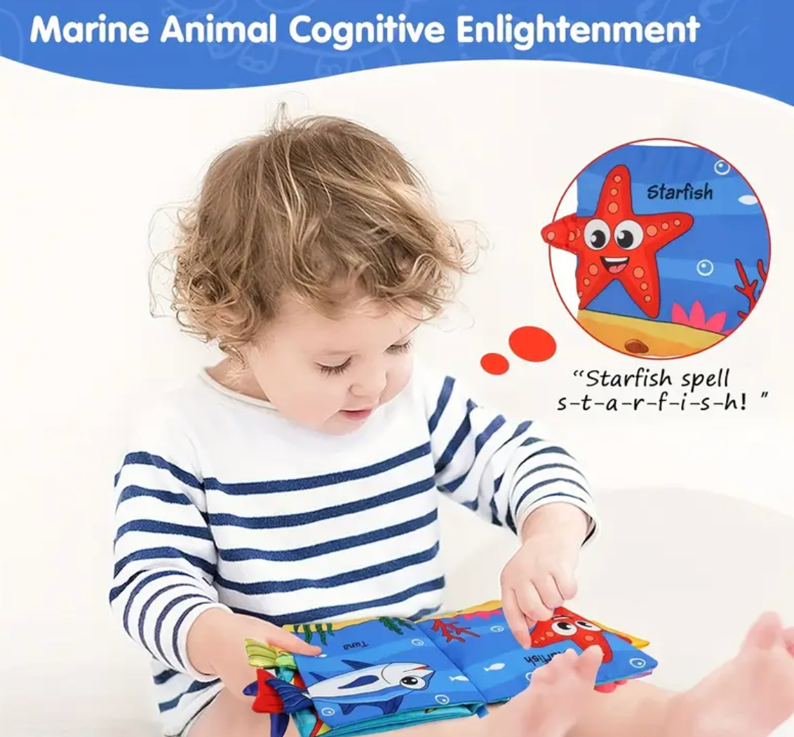Sensory 3D Touch & Feel Cloth Books – High-Contrast Baby Activity Toy with Textured Illustrations & Plush Tails
